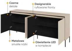 Szeroka komoda ryflowana Lenart Trend TR-04 beż piaskowy
