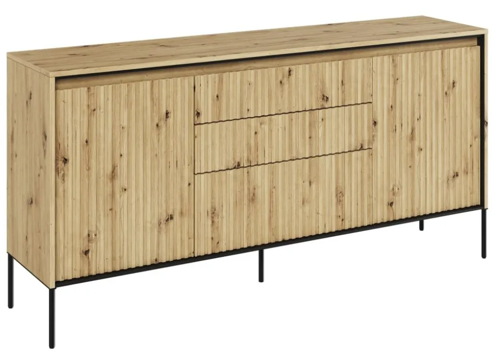 Szeroka komoda ryflowana Lenart Trend TR-01 dąb artisan