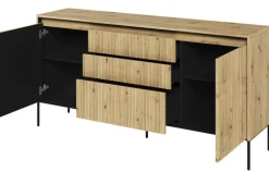 Szeroka komoda ryflowana  Lenart Trend TR-01 dąb artisan