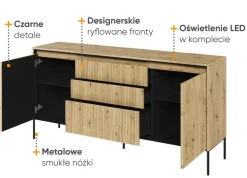 Szeroka komoda ryflowana Lenart Trend TR-01 dąb artisan