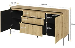 Szeroka komoda ryflowana Lenart Trend TR-01 dąb artisan