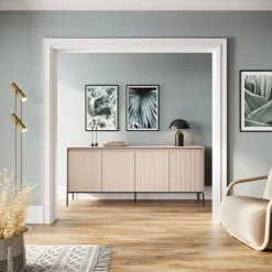 Szeroka komoda z lamelami Lenart Trend TR-04 dąb artisan