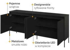 Szeroka komoda z lamelami Lenart Trend TR-04 czarna