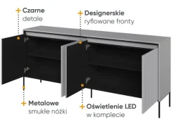 Szeroka ryflowana komoda Lenart Trend TR-04 szara