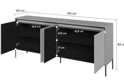 Szeroka ryflowana komoda Lenart Trend TR-04 szara
