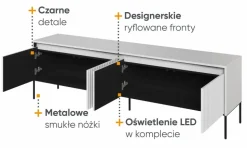 Szeroka szafka RTV ryflowana  Lenart Trend TR-06 biała