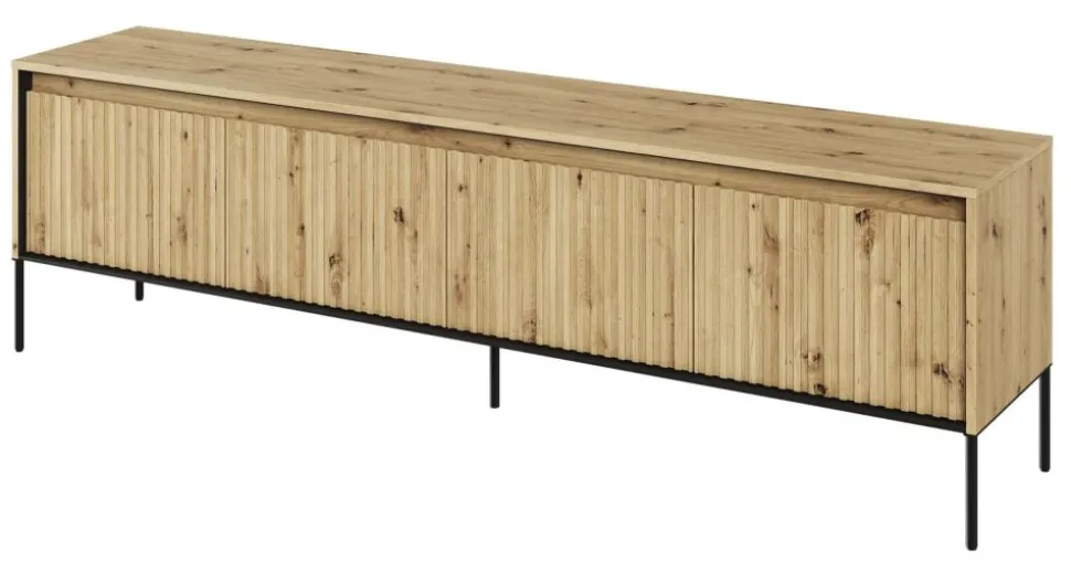 Szeroka szafka RTV z lamelami Lenart Trend TR-06 dąb artisan