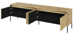 Szeroka szafka RTV z lamelami Lenart Trend TR-06 dąb artisan