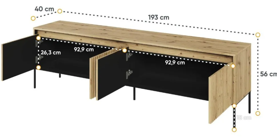 Szeroka szafka RTV z lamelami Lenart Trend TR-06 dąb artisan