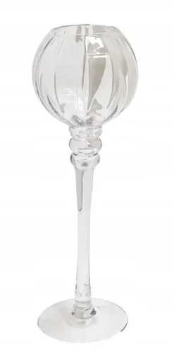 Szklany świecznik kielich glamour 50cm