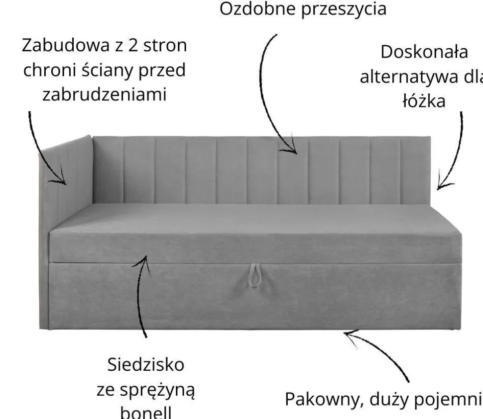 Tapczan młodzieżowy 90x200 z pojemnkiem Cropp szary