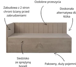Tapczan młodzieżowy 90x200 z pojemnkiem Cropp beżowy