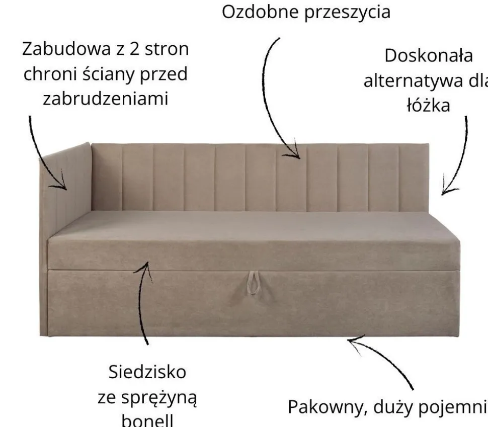 Tapczan młodzieżowy 90x200 z pojemnkiem Cropp beżowy