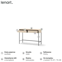 Toaletka do sypialni Lenart TREND TS-09 Beż piaskowy + czarny