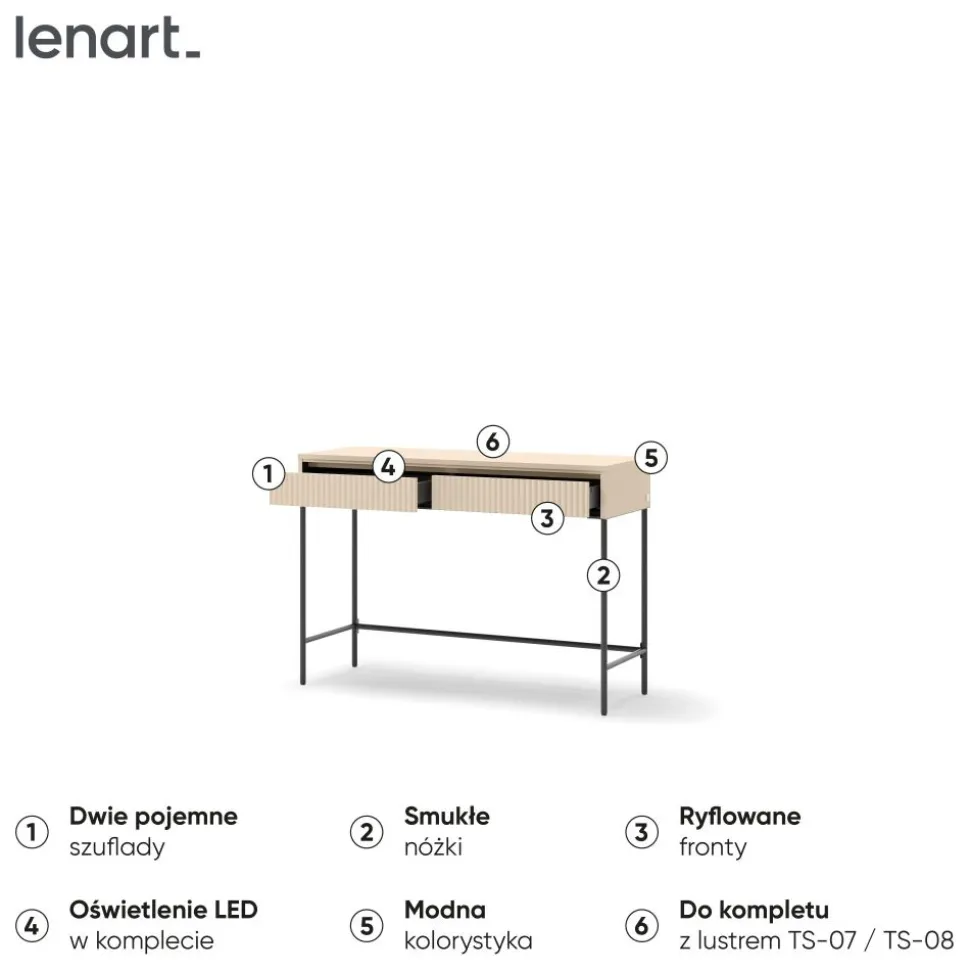 Toaletka do sypialni Lenart TREND TS-09 Beż piaskowy + czarny