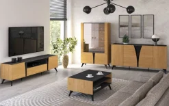 Toscania 04 Dąb Baltic Dune/Jesion Prestige Czarny - komoda 5D
