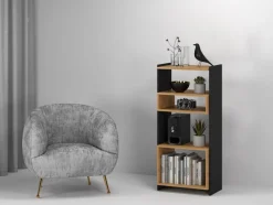 TRIS 05 dąb artisan/czarny - regał