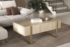 VERICA ŁAWA 120 2SZ - dąb biszkoptowy / złote nogi
