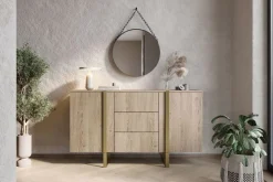 VERICA KOMODA 150 2D3SZ - dąb biszkoptowy / złote nogi
