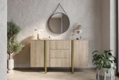VERICA KOMODA 150 2D3SZ - dąb biszkoptowy / złote nogi