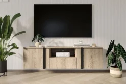 VERICA RTV 150 2D1SZ - dąb biszkoptowy / czarne uchwyty / wisząca