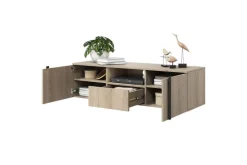 VERICA RTV 150 2D1SZ - dąb biszkoptowy / czarne uchwyty / wisząca