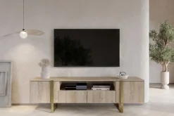VERICA RTV 200 2D2SZ - dąb biszkoptowy / złote nogi