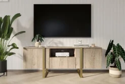 VERICA RTV 150 2D1SZ - dąb biszkoptowy / złote nogi