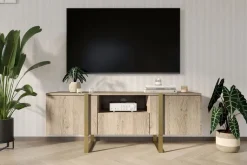 VERICA RTV 150 2D1SZ - dąb biszkoptowy / złote nogi