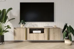 VERICA RTV 150 2D1SZ - dąb biszkoptowy / złote uchwyty / wisząca