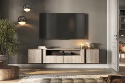 VERICA RTV 200 2D2SZ - dąb biszkoptowy / czarne uchwyty / wisząca