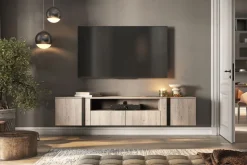 VERICA RTV 200 2D2SZ - dąb biszkoptowy / czarne uchwyty / wisząca