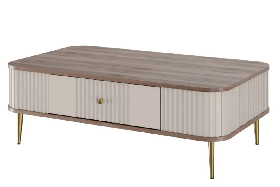 VESPER ŁAWA 103 1SZ - cashmere mdf / orzech / złote nogi