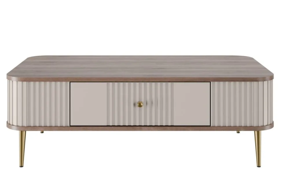 VESPER ŁAWA 103 1SZ - cashmere mdf / orzech / złote nogi