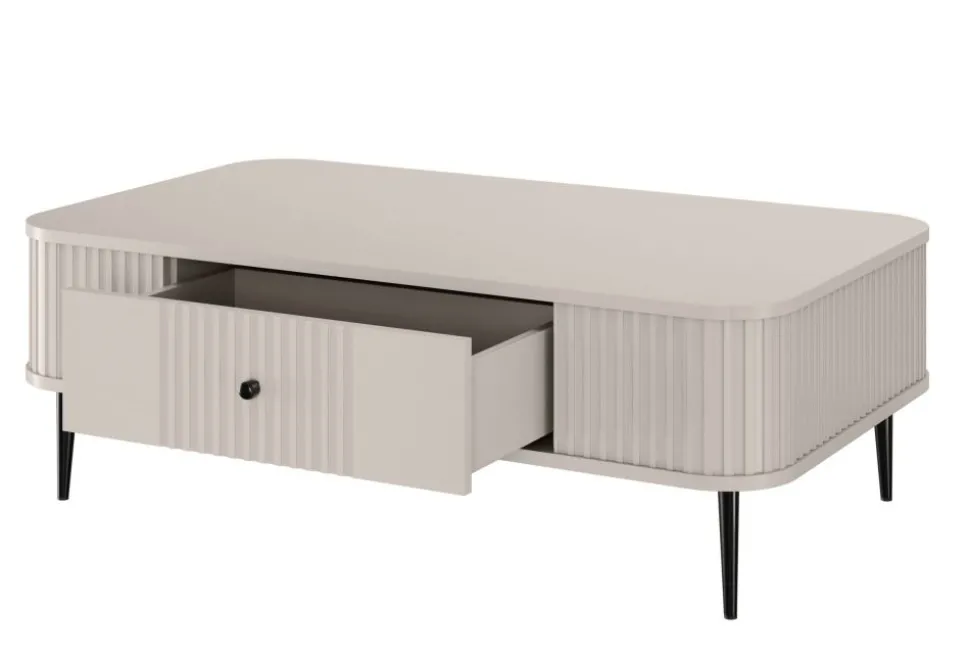VESPER ŁAWA 103 1SZ - cashmere mdf / cashmere / czarne nogi