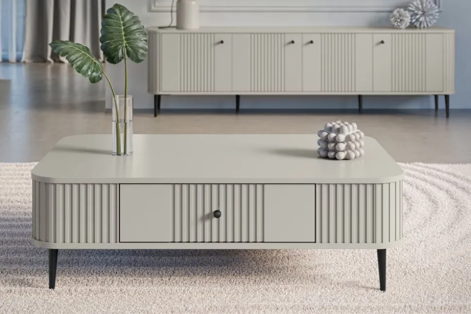 VESPER ŁAWA 103 1SZ - cashmere mdf / cashmere / czarne nogi