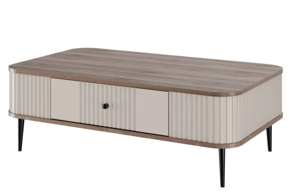 VESPER ŁAWA 103 1SZ - cashmere mdf / orzech / czarne nogi