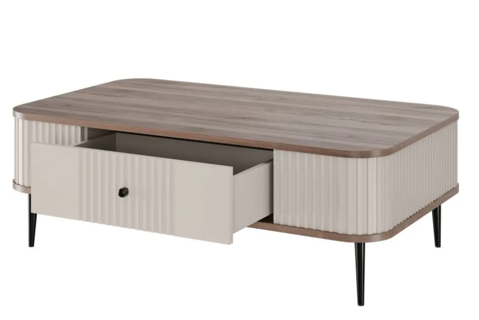 VESPER ŁAWA 103 1SZ - cashmere mdf / orzech / czarne nogi