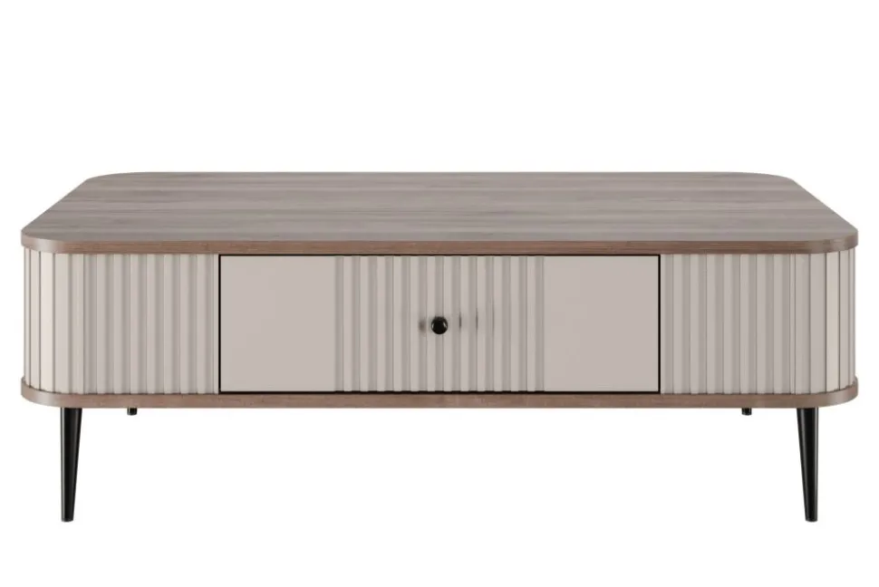 VESPER ŁAWA 103 1SZ - cashmere mdf / orzech / czarne nogi
