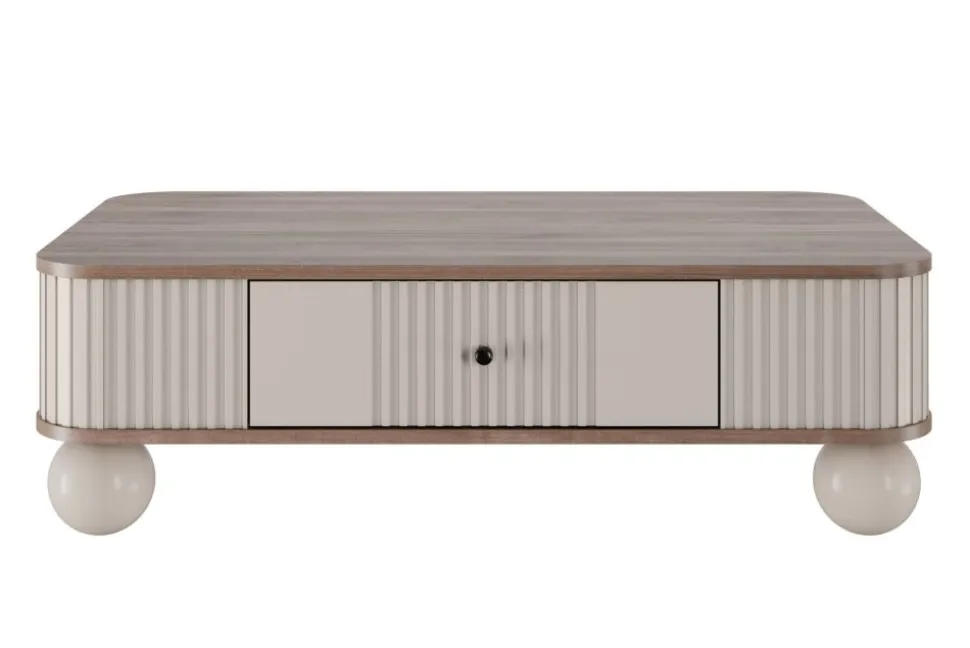 VESPER ŁAWA 103 1SZ - cashmere mdf / orzech / czarne uchwyty / nogi kule