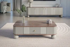 VESPER ŁAWA 103 1SZ - cashmere mdf / orzech / złote uchwyty / nogi kule