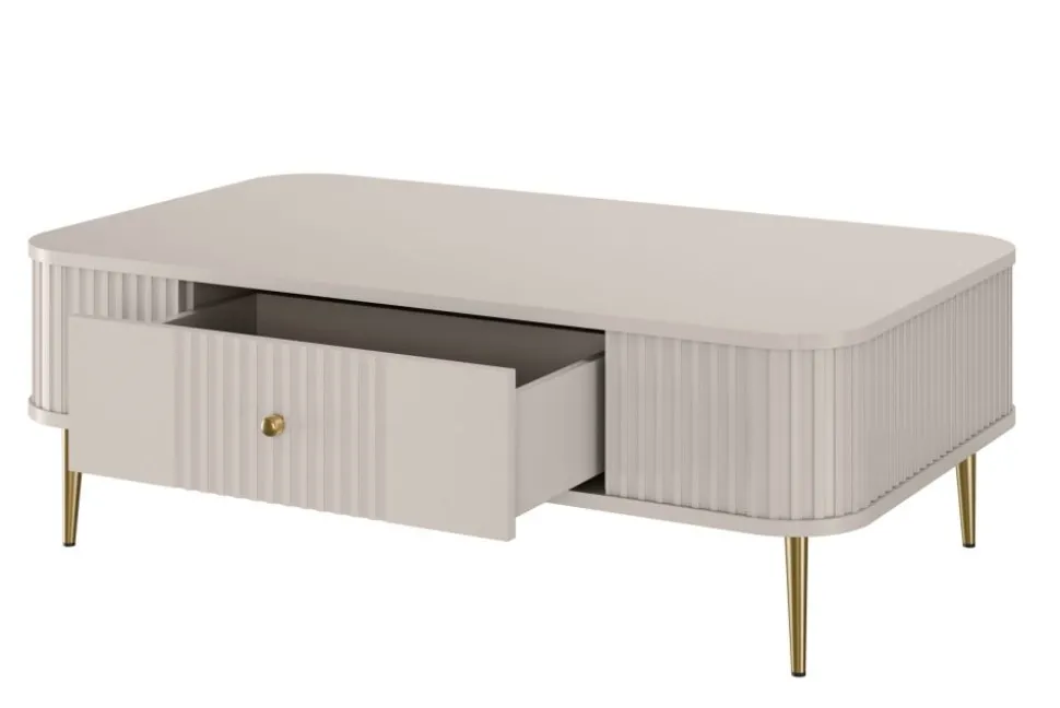 VESPER ŁAWA 103 1SZ - cashmere mdf / cashmere / złote nogi