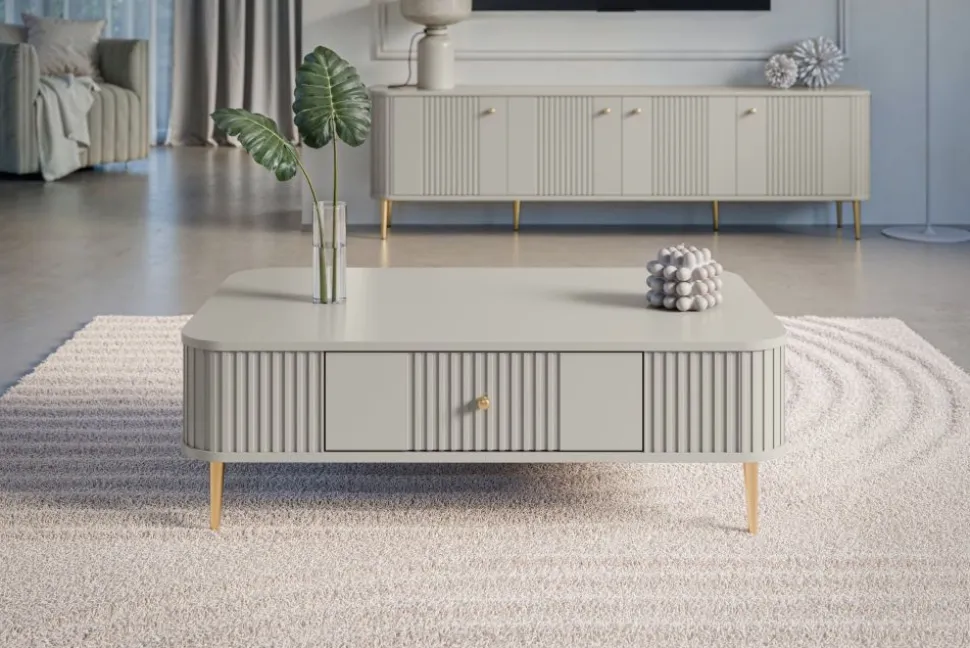 VESPER ŁAWA 103 1SZ - cashmere mdf / cashmere / złote nogi