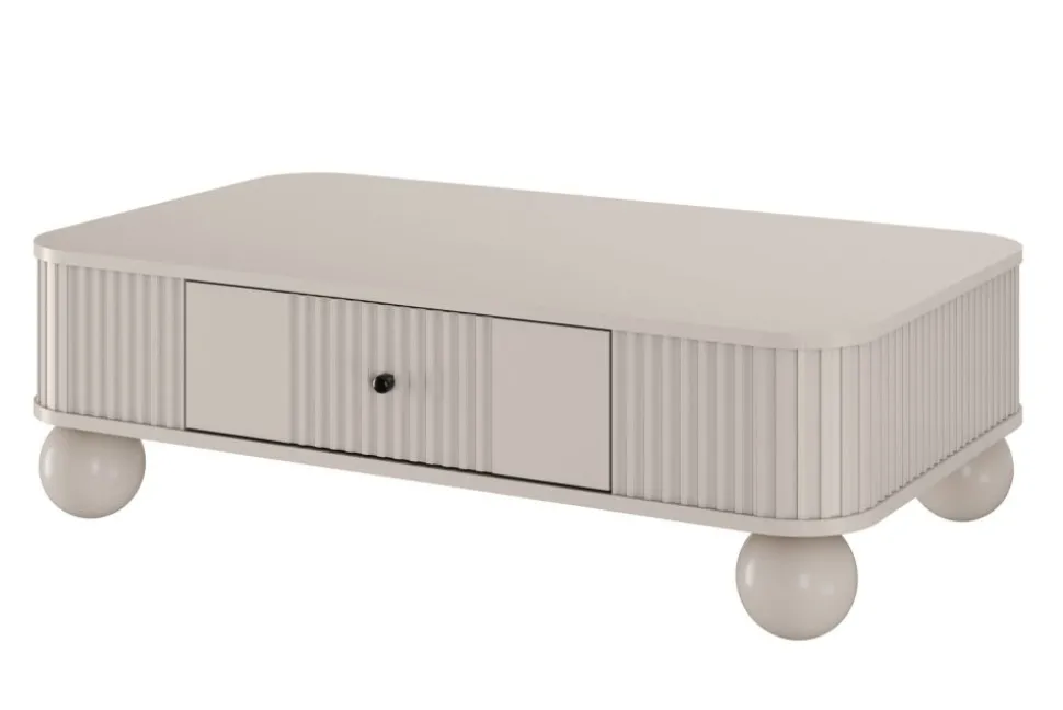 VESPER ŁAWA 103 1SZ - cashmere mdf / cashmere / czarne uchwyty / nogi kule