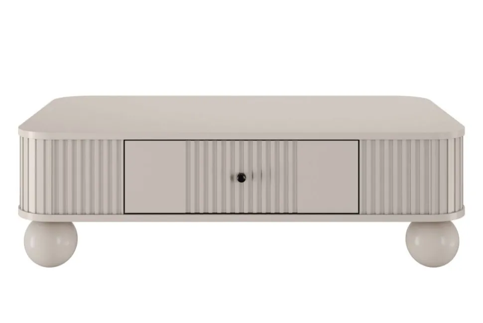 VESPER ŁAWA 103 1SZ - cashmere mdf / cashmere / czarne uchwyty / nogi kule