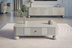 VESPER ŁAWA 103 1SZ - cashmere mdf / cashmere / czarne uchwyty / nogi kule