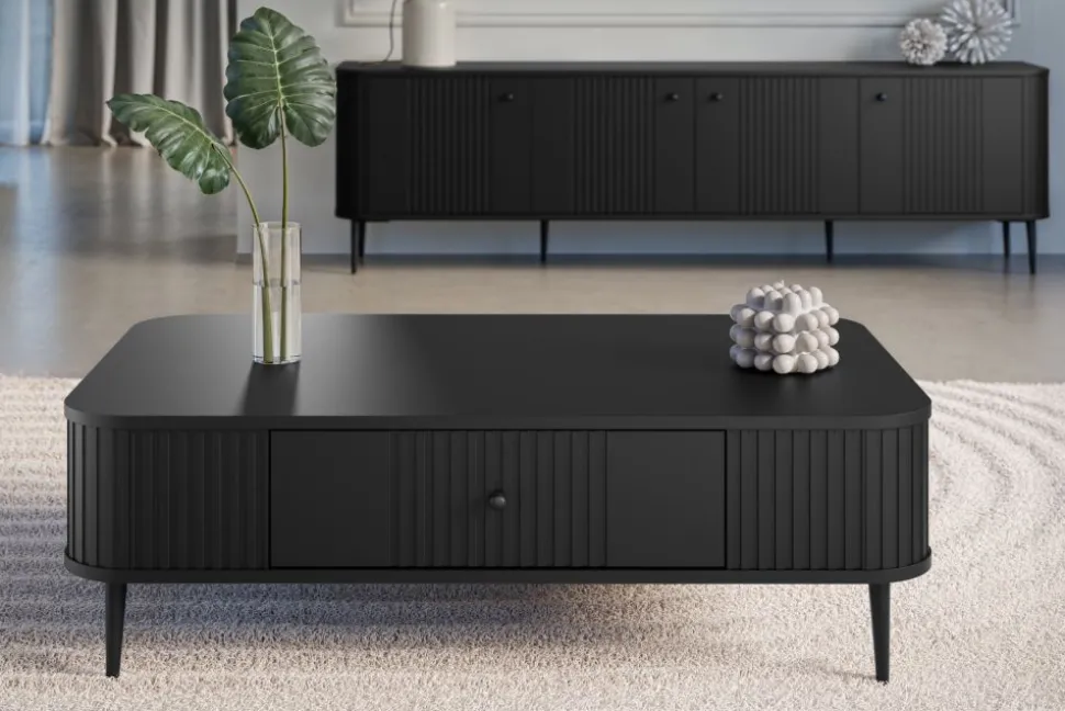 VESPER ŁAWA 103 1SZ - czarny mdf / czarny mdf / czarne nogi