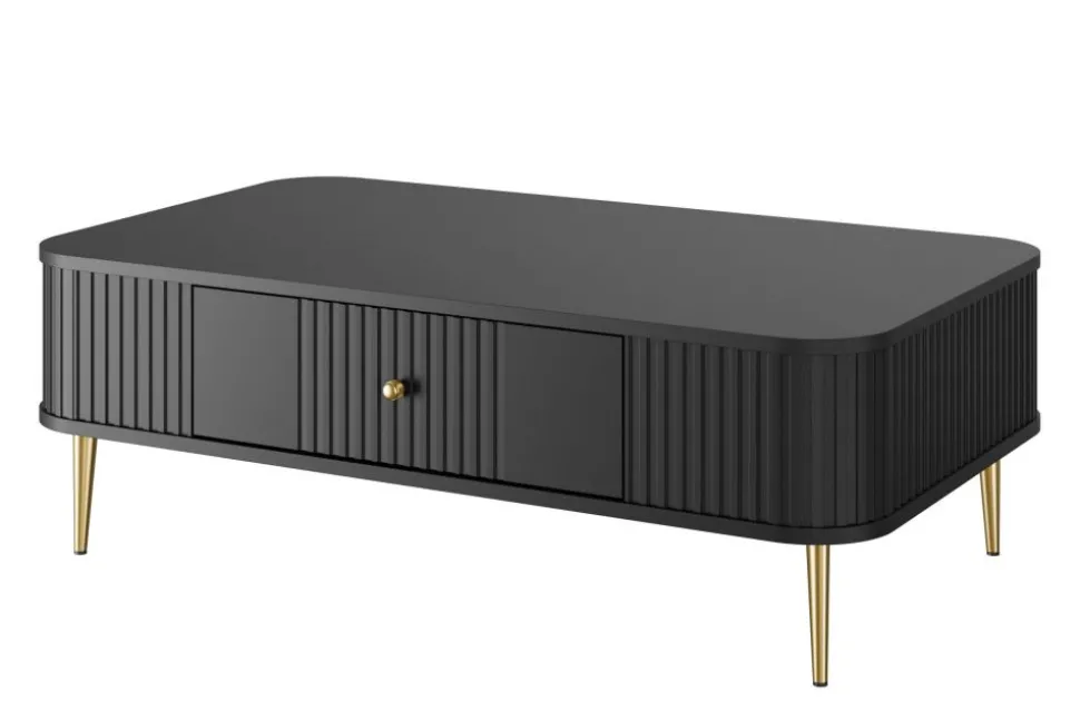 VESPER ŁAWA 103 1SZ - czarny mdf / czarny mdf / złote nogi