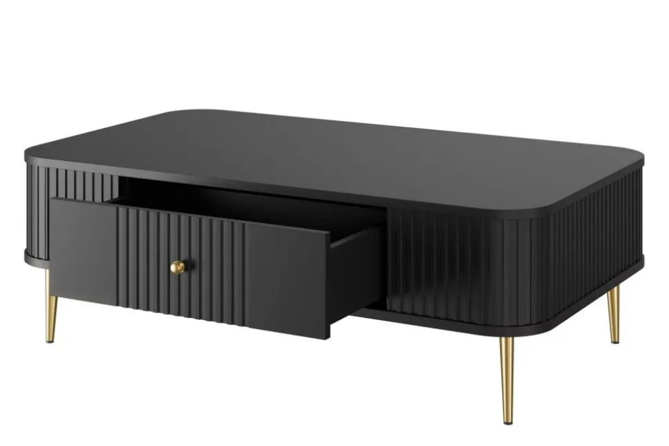 VESPER ŁAWA 103 1SZ - czarny mdf / czarny mdf / złote nogi