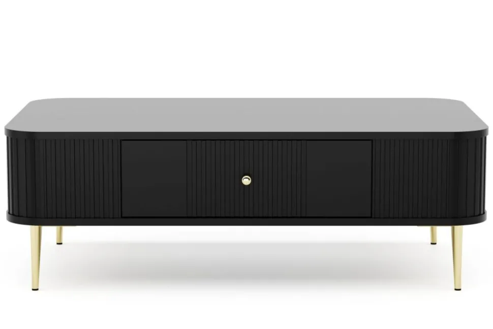 VESPER ŁAWA 103 1SZ - czarny mdf / czarny mdf / złote nogi